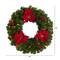 24" White LED Lights Poinsettia, Berry & Pinecone Artificial Wreath